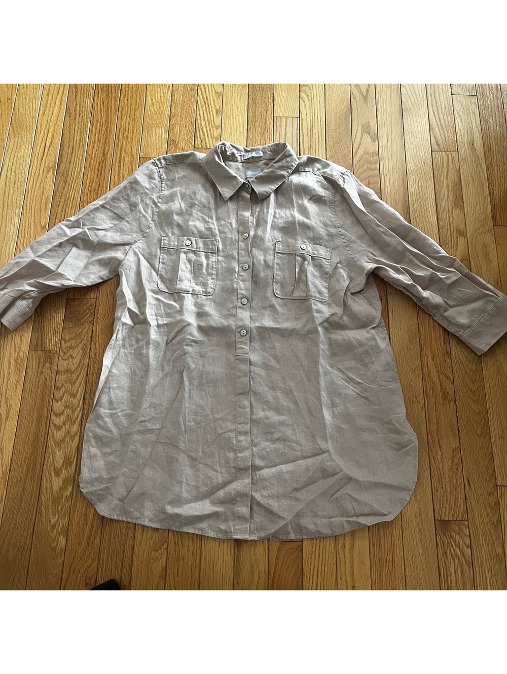 Chico's No Iron Linen Button-Up Shirt Size 2 US 12